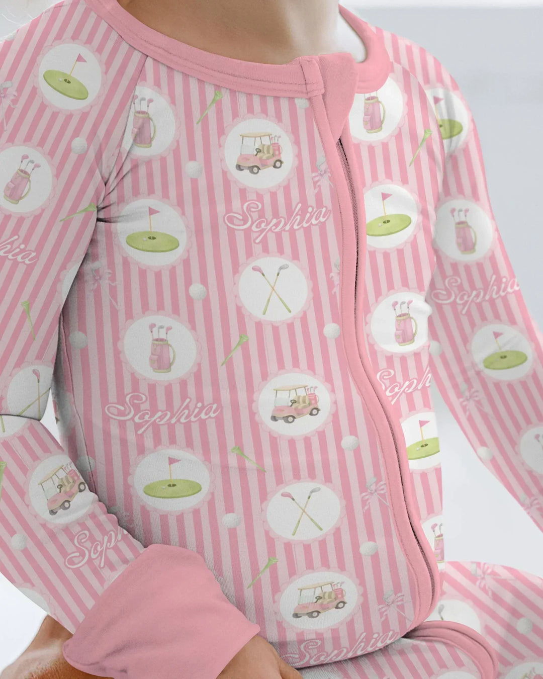 Custom Name Pink Golf Girl Bamboo Convertible Zippy