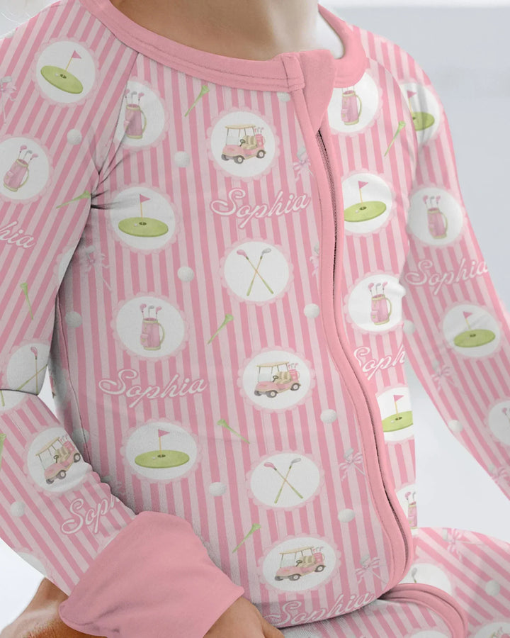 Custom Name Pink Golf Girl Bamboo Convertible Zippy