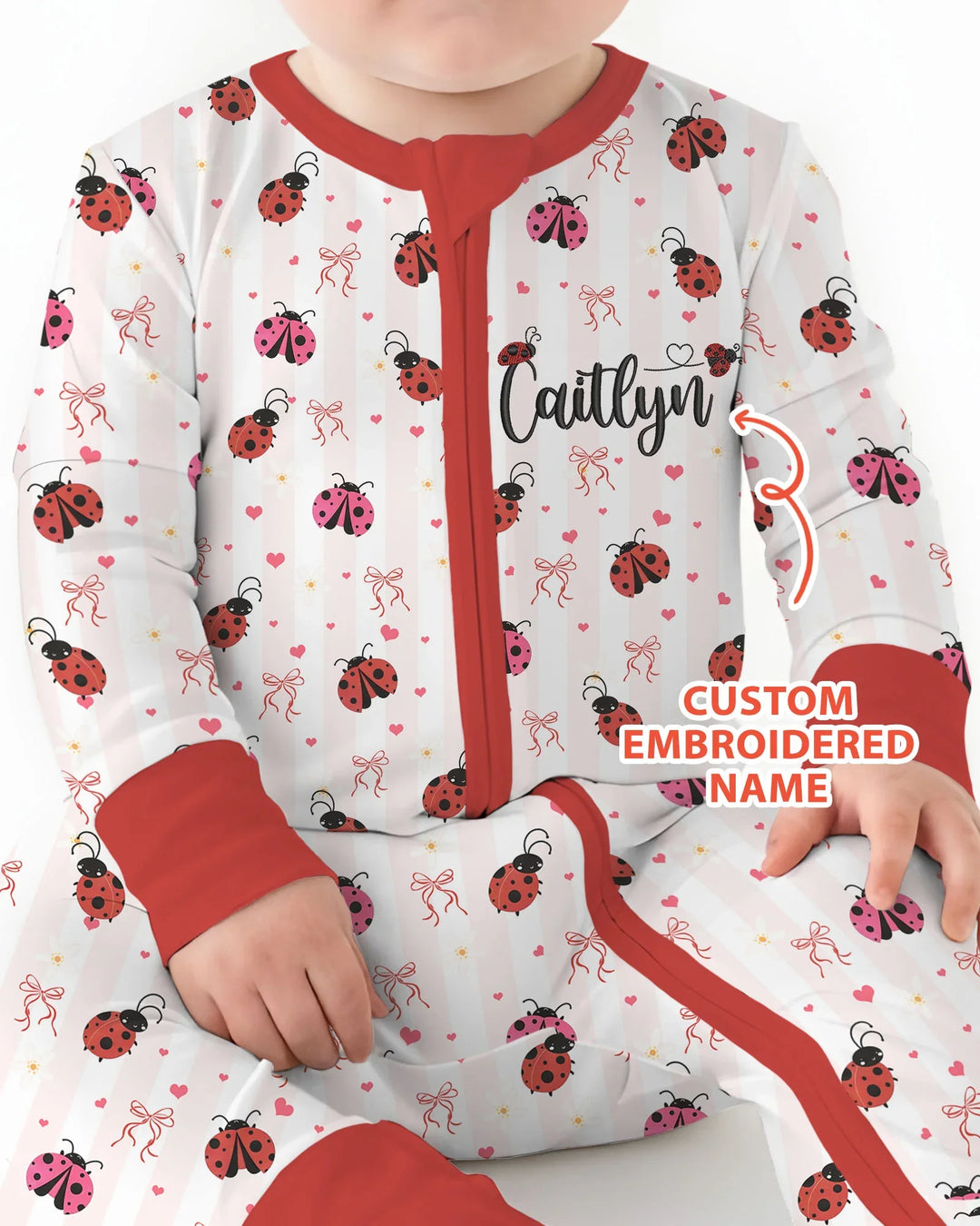 Custom Embroidered Name Ladybug Bamboo Convertible Zippy