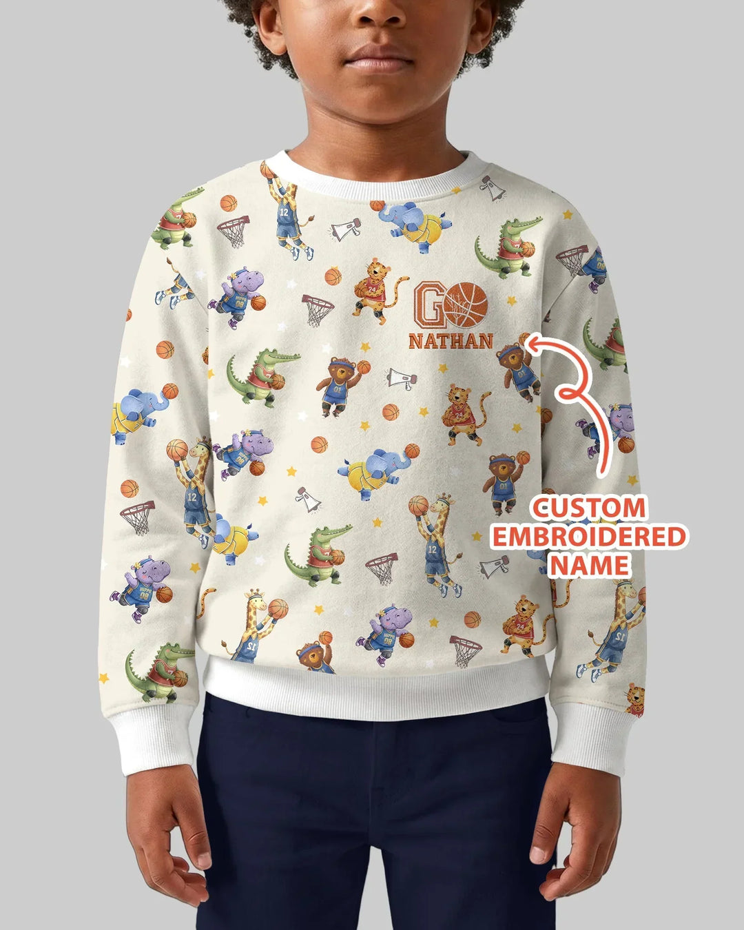 Custom Name Embroidered Wild Hoops Showdown Bamboo Crewneck Sweatshirt