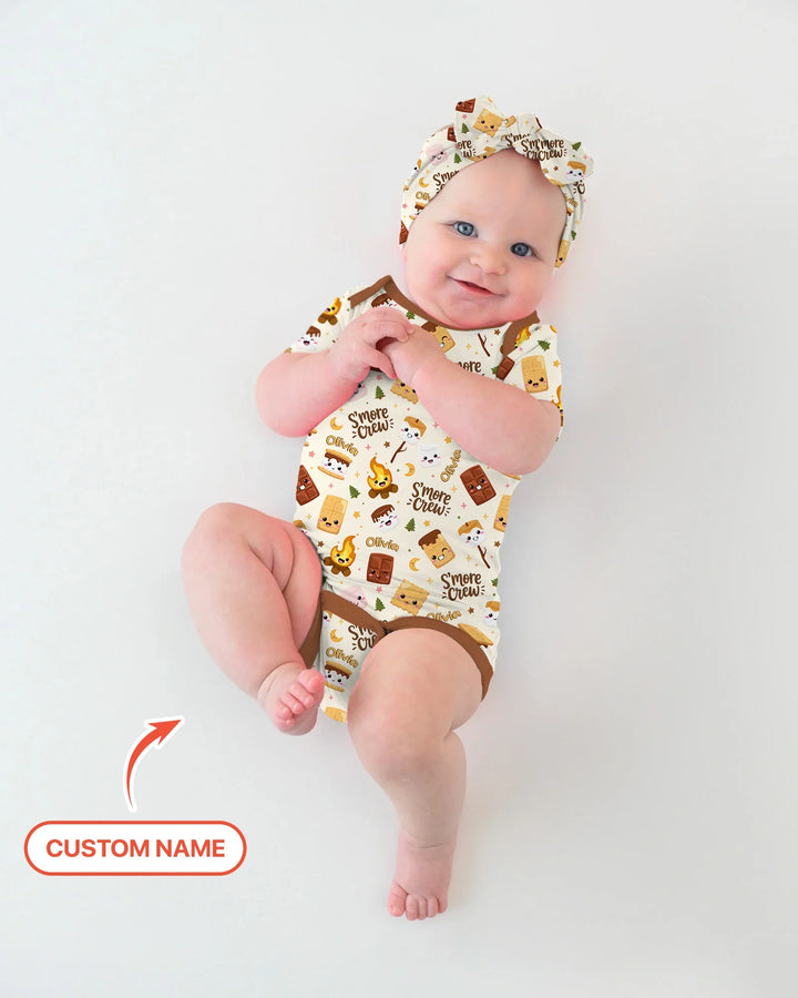 Custom Name Kawaii S'more Crew Family Matching Bamboo Bodysuit