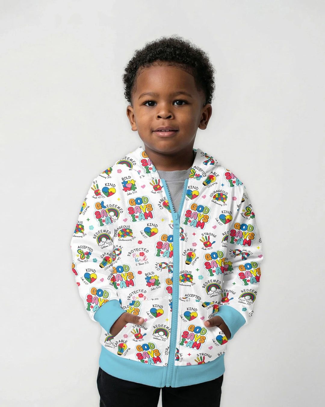 God Says I Am Autism Awareness Bamboo Zip Hoodie