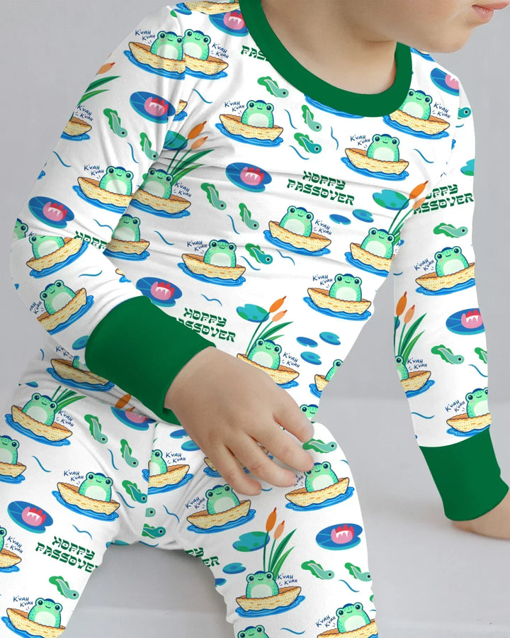 Hoppy Passover Family Matching Bamboo Two Piece Long Sleeve Pajama Set