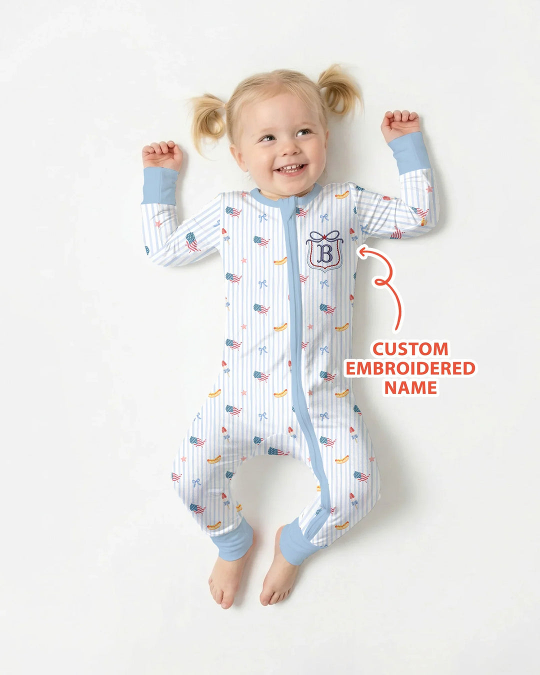Personalized 4th Of July Embroidered Bamboo Convertible Zippy