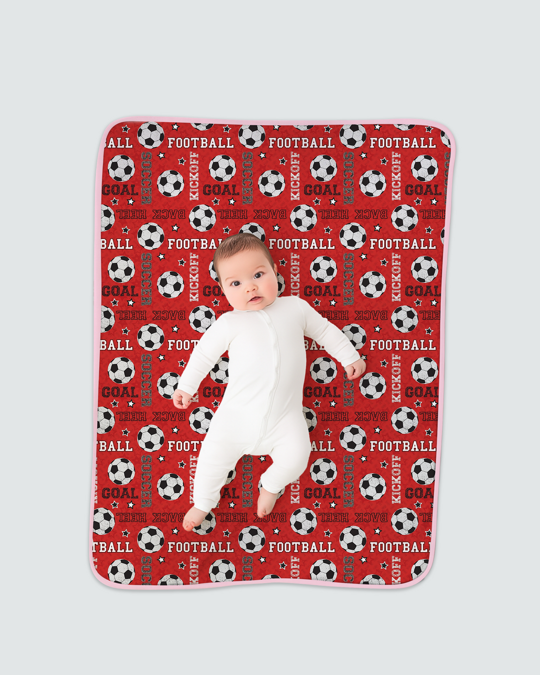Red Soccer Ball Bamboo Blanket