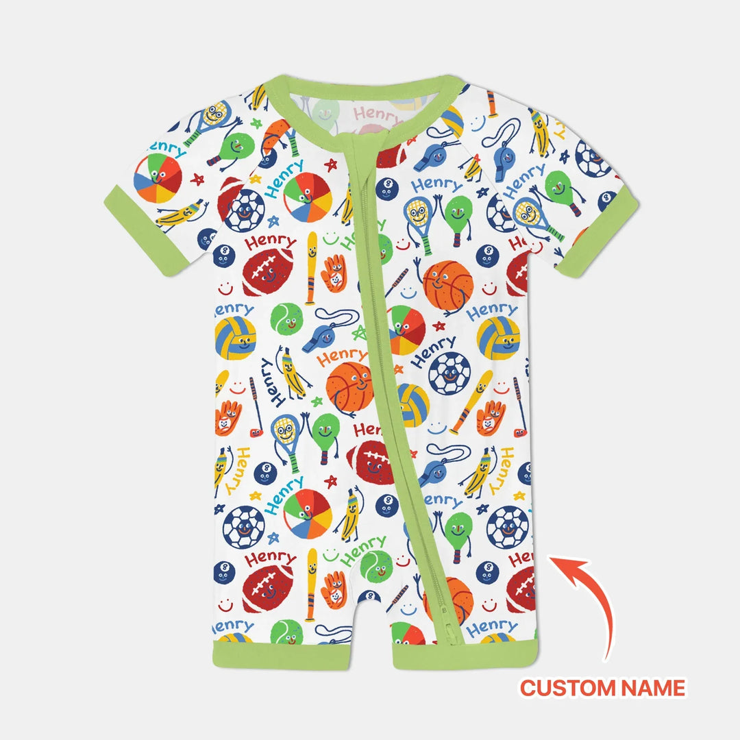 Play Ball Custom Name Bamboo Shorty Zippy