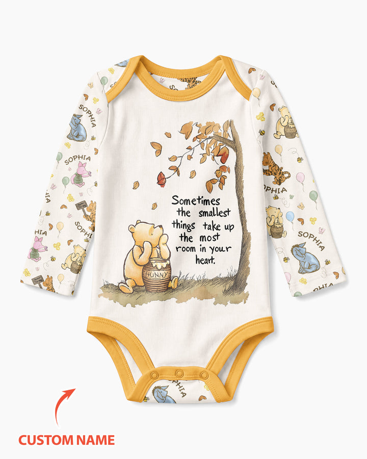 Little Things, Big Love Classic Bear Custom Name Bamboo Bodysuit