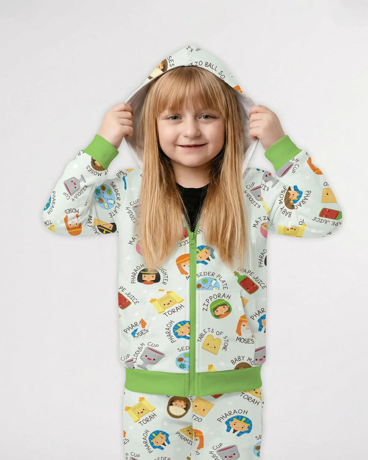 Cute Passover Characters Bamboo Zip Hoodie