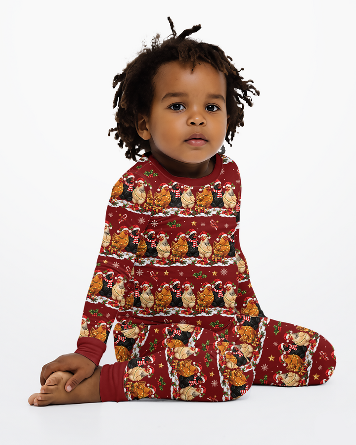 Farm Chicken Christmas Bamboo Two Piece Long Sleeve Pajama Set