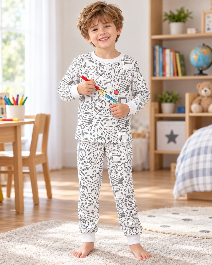 School Days Colorable Bamboo Two Piece Pyjamas Set