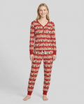 Vintage Reindeer Christmas Stripes Bamboo Women Pajama Set