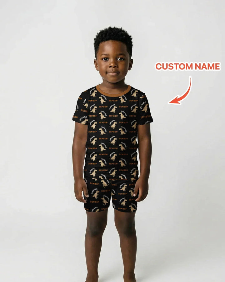 Custom Name Afikosaurus Bamboo Two Piece Short Sleeve Shorts Pajama Set
