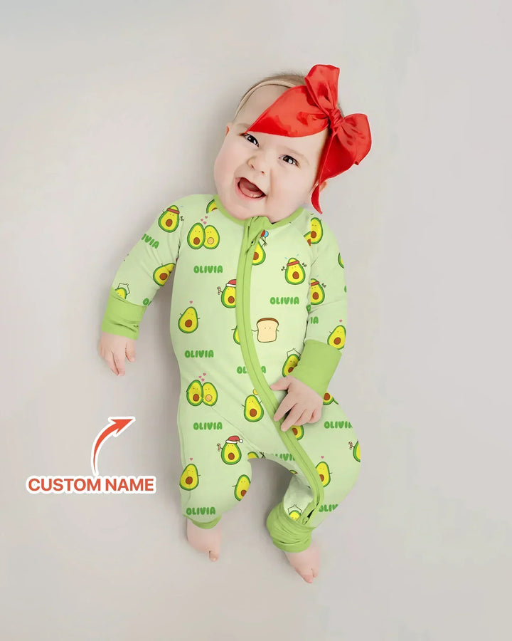 Custom Name Cute Avocado Bamboo Convertible Zippy