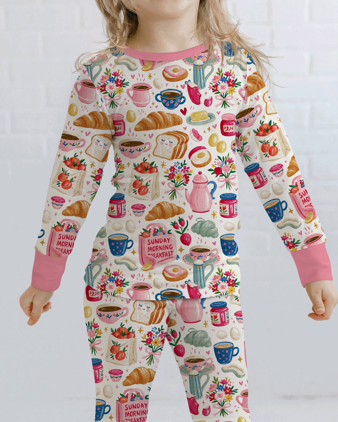 Sunday Morning Breakfast Bamboo Two Piece Long Sleeve Pajama Set