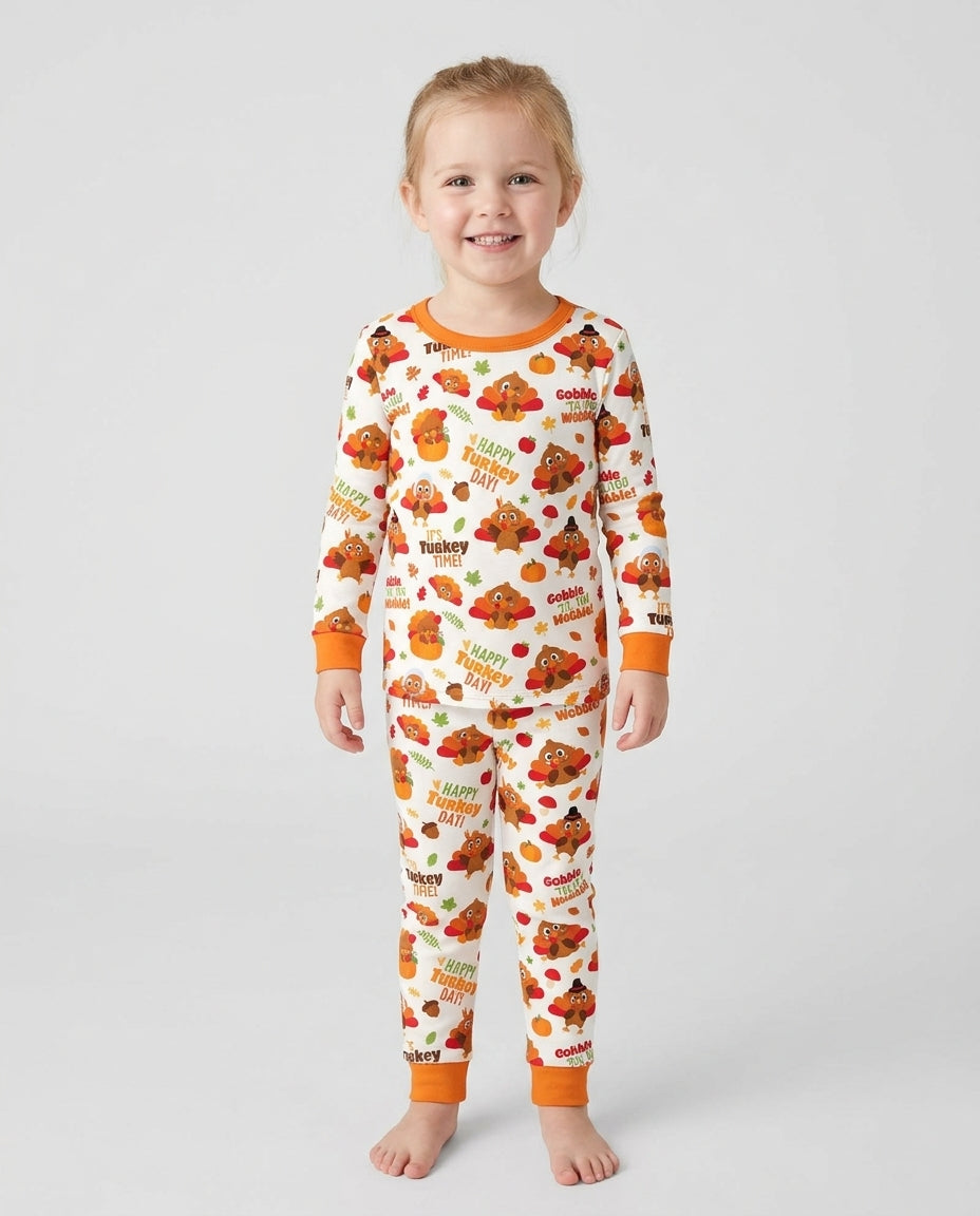 Happy Turkey Day Bamboo Two Piece Long Sleeve Pajama Set