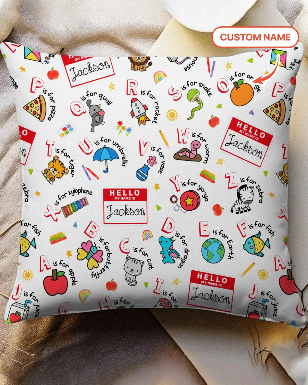 Custom Name Hello School ABCs Bamboo Pillow Case