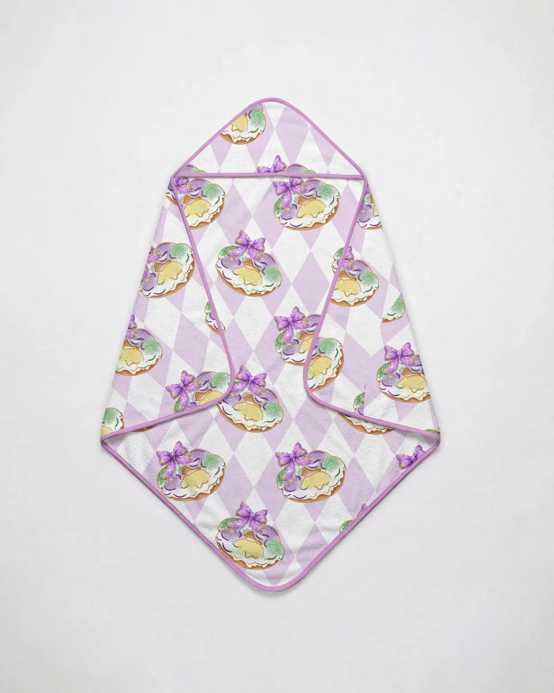 Mardi Gras Donut Hooded Bamboo Towel Set