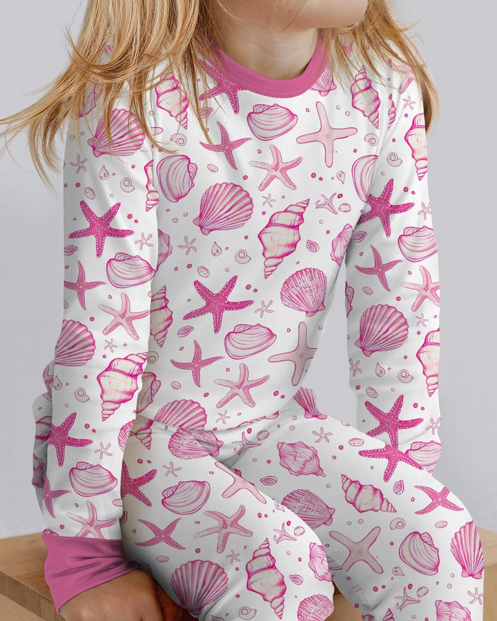 Coastal Charm Family Matching Bamboo Two Piece Long Sleeve Pajama Set