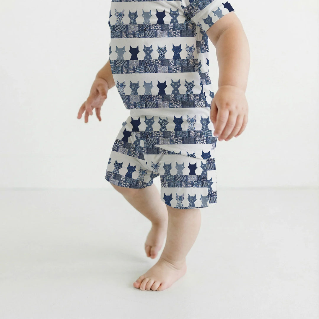 Midnight Feline Bamboo Two Piece Short Sleeve Shorts Pajama Set