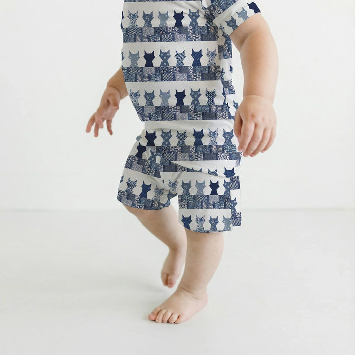 Midnight Feline Bamboo Two Piece Short Sleeve Shorts Pajama Set
