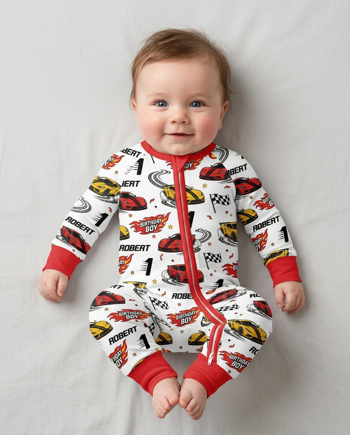 Personalized Racing Car Birthday Boy Bamboo Convertible Zippy