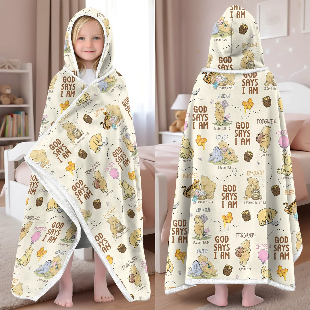 God Says I Am Little Blessings Bamboo Wearable Hooded Blanket
