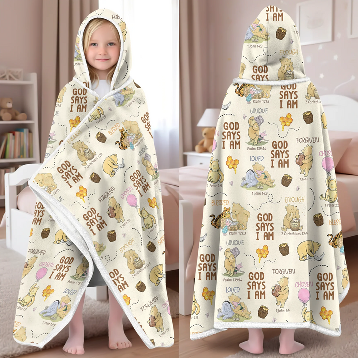 God Says I Am Little Blessings Bamboo Wearable Hooded Blanket
