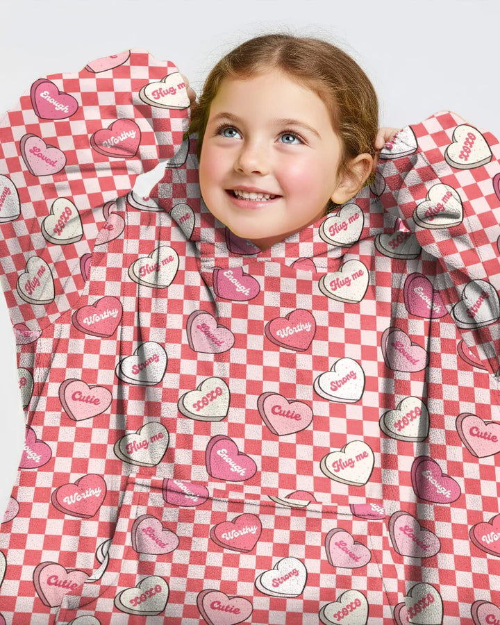 Valentine in Hearts Wearable Bamboo Blanket Hoodie