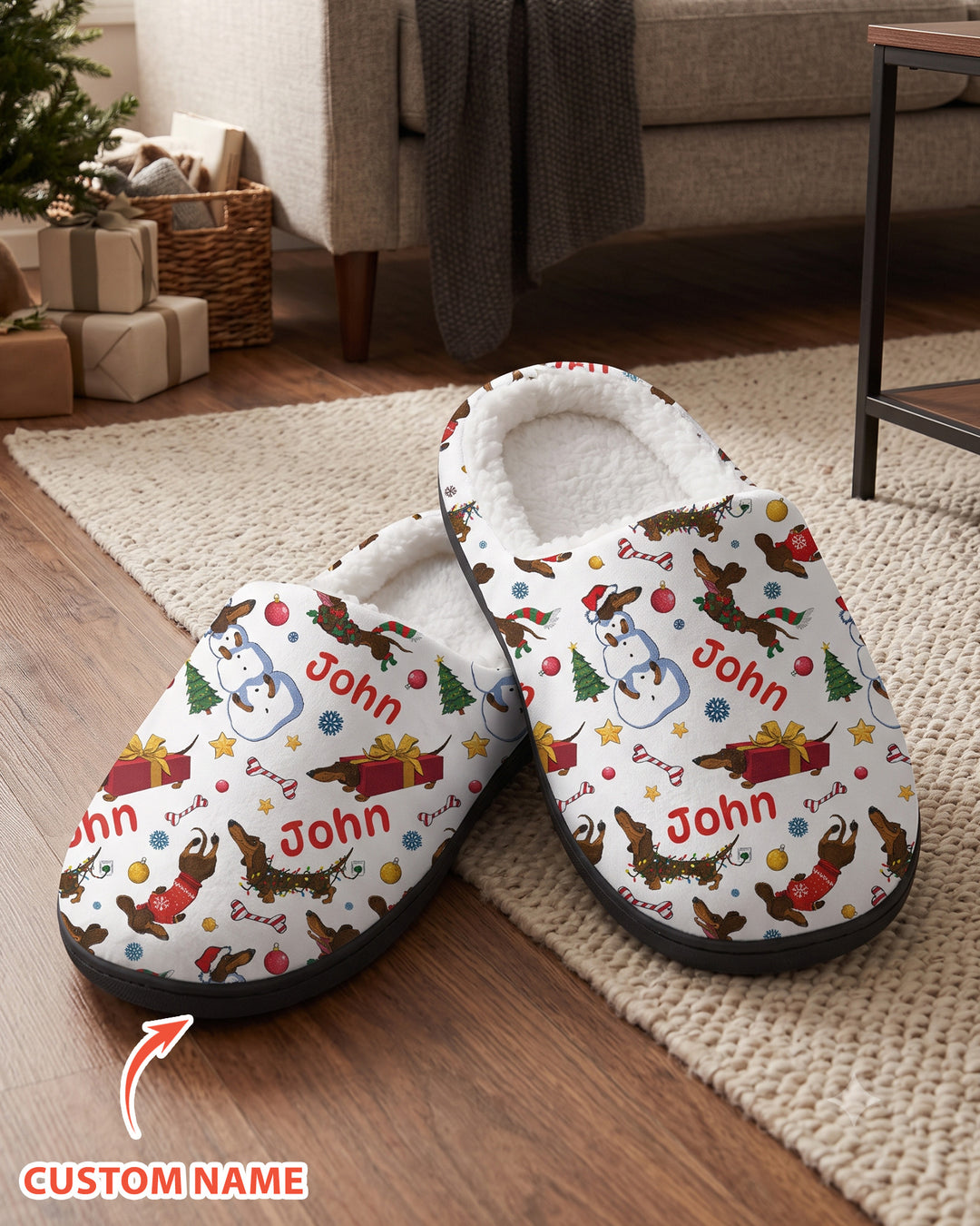 Candy Christmas Dog Flat Scuff Slipper