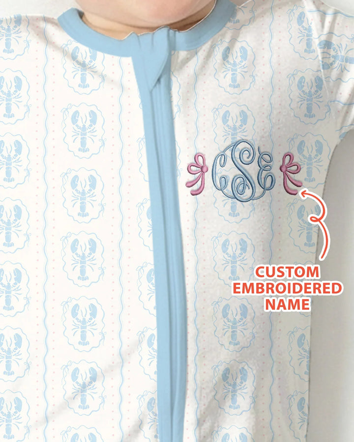 Custom Monogram Letter Embroidered Baby Bamboo Convertible Zippy