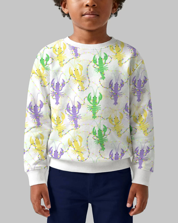 Mardi Gras Crawfish Family Matching Bamboo Crewneck Sweatshirt