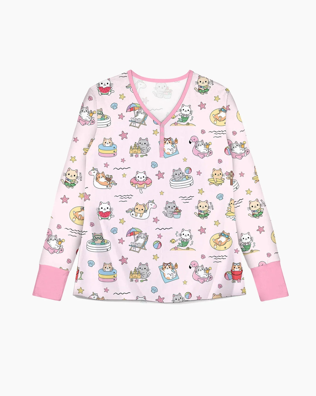 Kawaii Cats Summer Vacation Bamboo Women Pajama Set