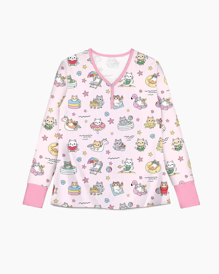 Kawaii Cats Summer Vacation Bamboo Women Pajama Set