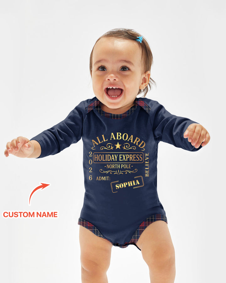 Custom Name North Pole Plaid Bamboo Bodysuit