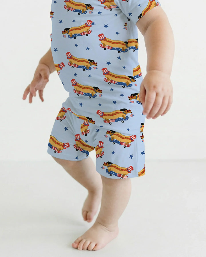 American Hot Dog Bamboo Two Piece Short Sleeve Shorts Pajama Set