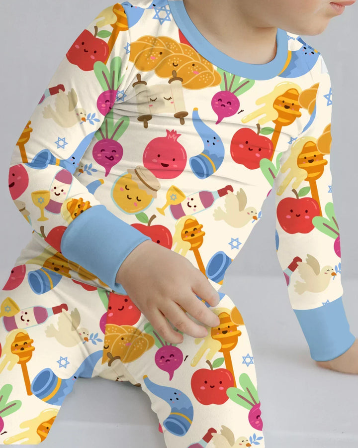 Shana Tova Rosh Hashanah Bamboo Two Piece Long Sleeve Pajama Set