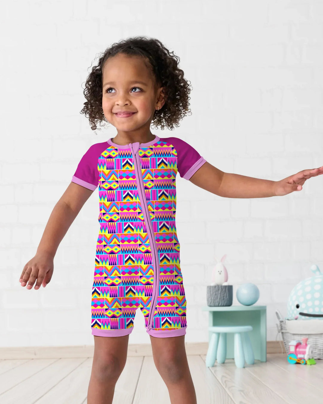 Kente Vibes Family Matching Bamboo Shorty Zippy