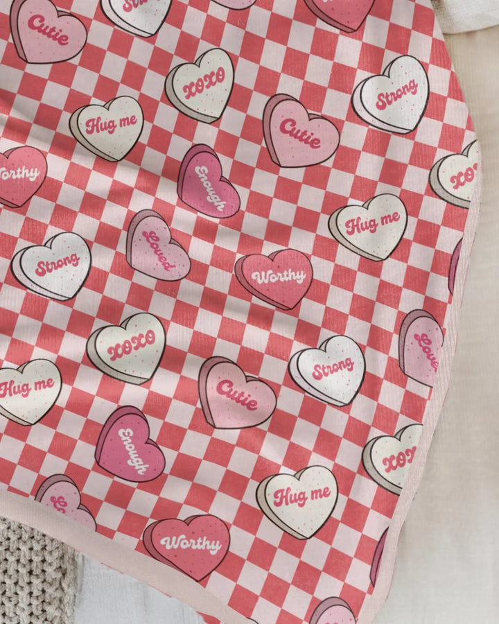 Valentine in Hearts Bamboo Blanket