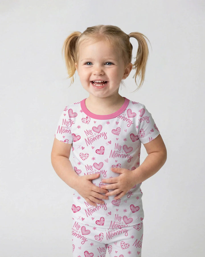 My Heart Belongs To Mommy Bamboo Two Piece Short Sleeve Pajama Set