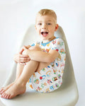 Arabic Alphabet Bamboo Two Piece Short Sleeve Shorts Pajama Set