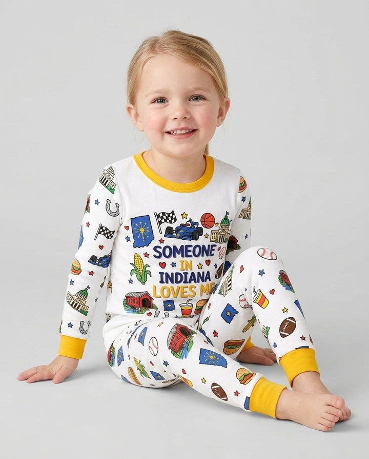 Someone in Indiana Loves Me Bamboo Two Piece Long Sleeve Pajama Set