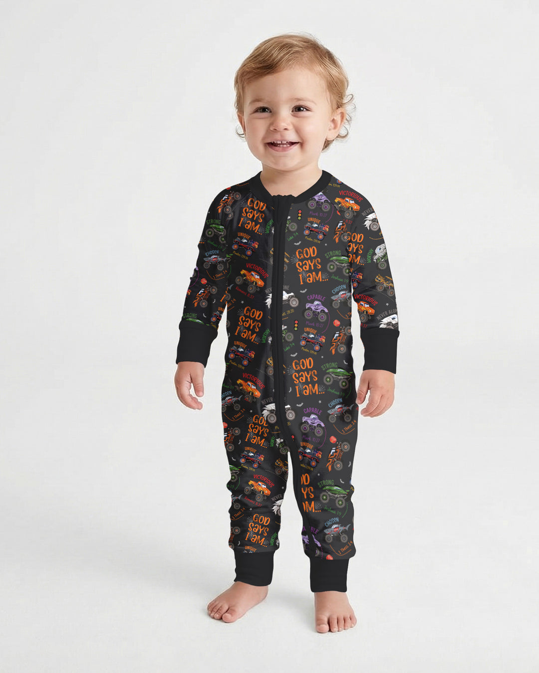 God Says I Am BOY Halloween Monster Truck  Bamboo Convertible Zippy