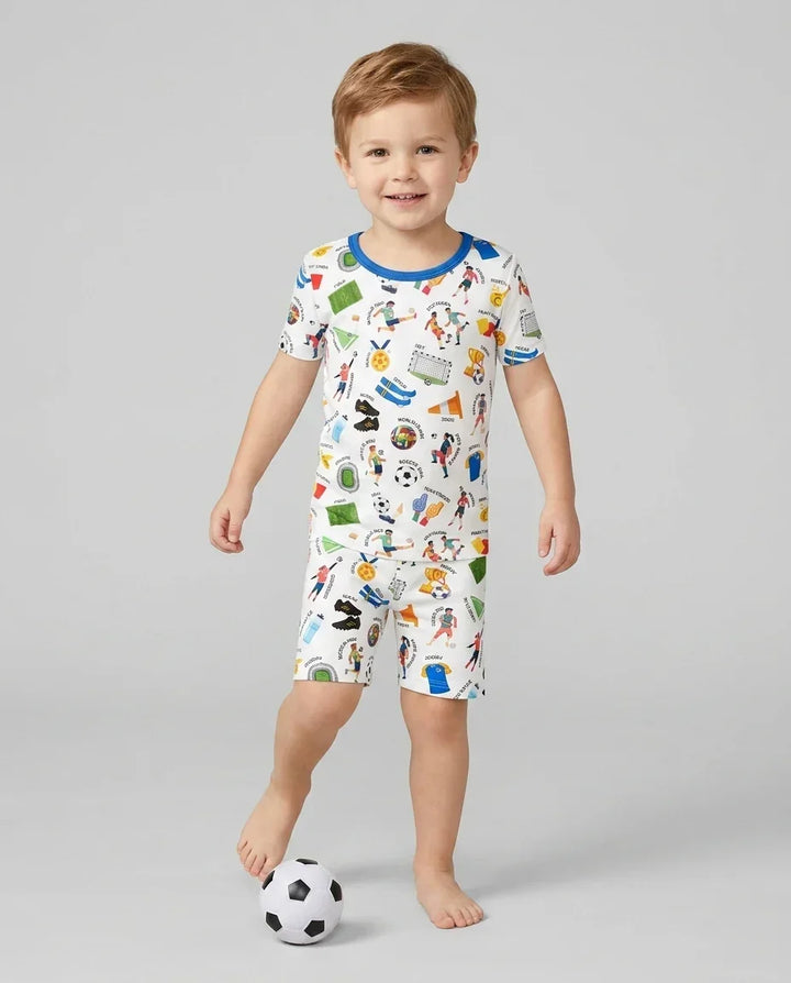 Soccer Fever All About The Game Two Piece Short Sleeve Shorts Pajama Set