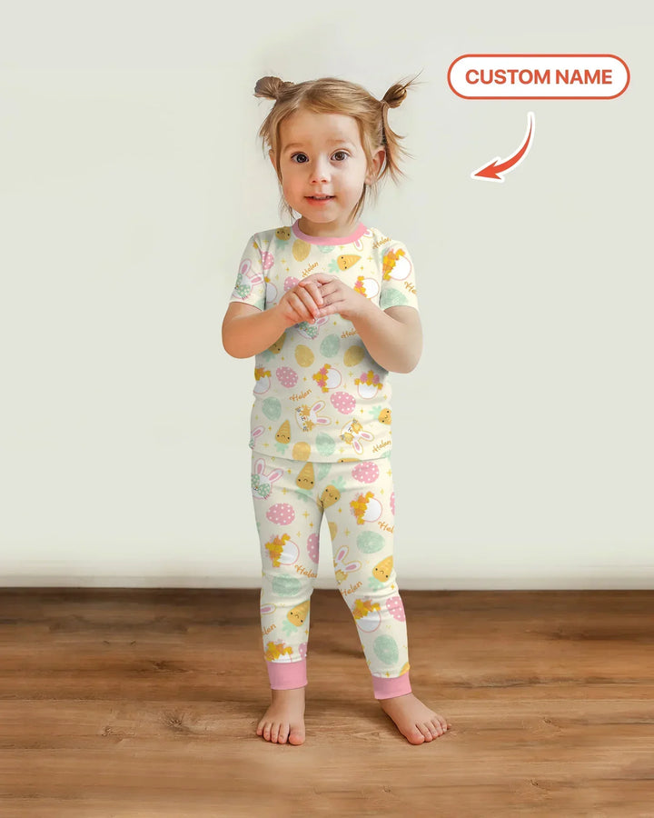 Retro Easter Bamboo Two Piece Short Sleeve Pajama Set