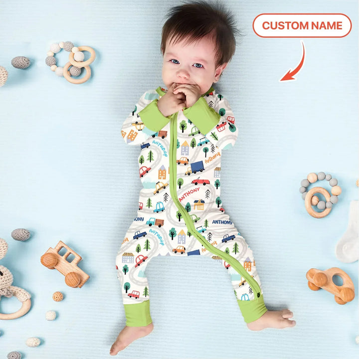 Custom Name Road Map Bamboo Convertible Zippy