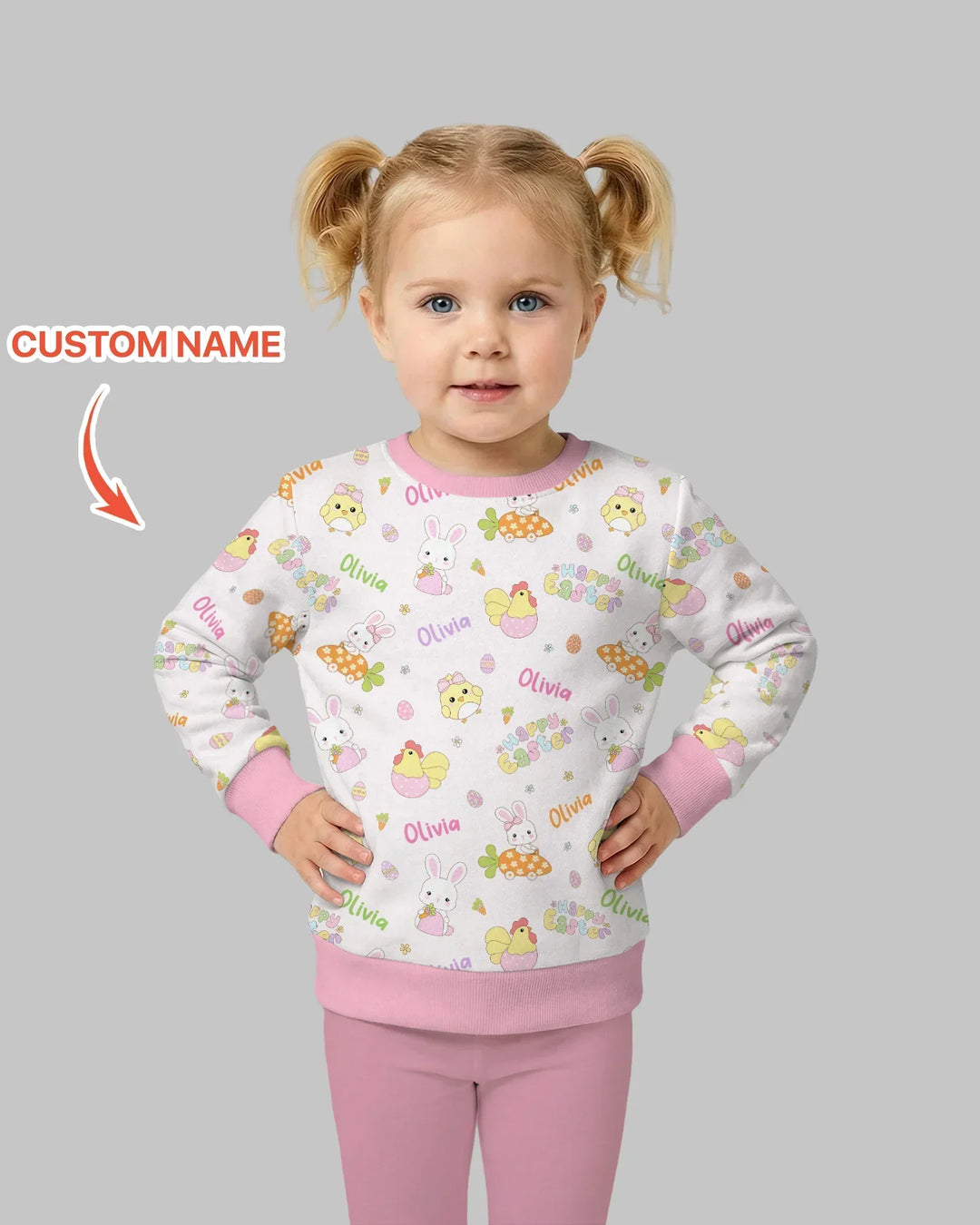 Custom name Happy Easter Bamboo Crewneck Sweatshirt