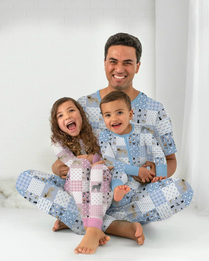 Frenchies Patchwork Family Matching Bamboo Men's Pajama Set