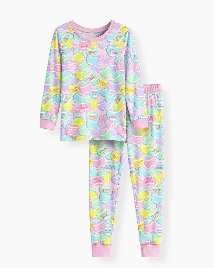 Tennis Candy Family Matching Bamboo Two Piece Long Sleeve Pajama Set