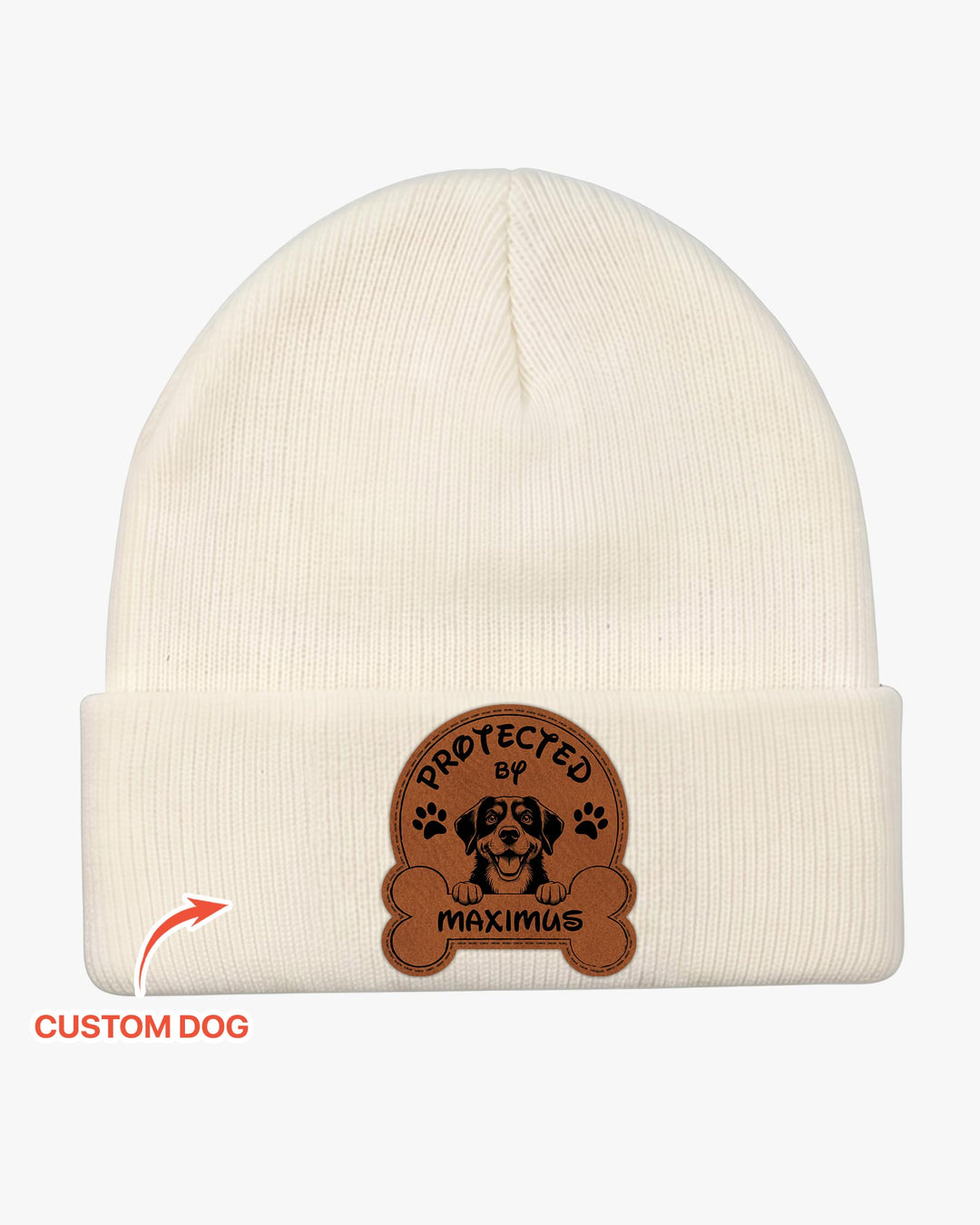 Personalized Protected By Leather Patch Beanie