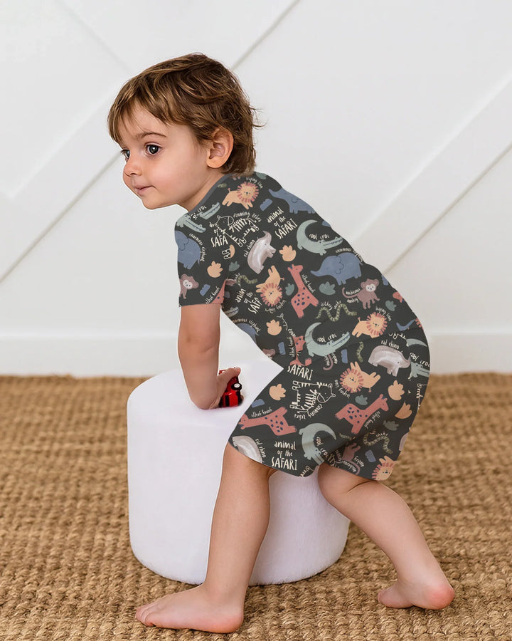 Funny African Animals Bamboo Two Piece Short Sleeve Shorts Pajama Set